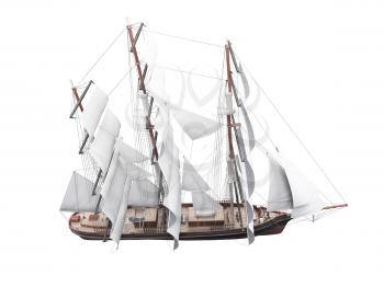 Royalty Free Clipart Image of a Sailing Ship