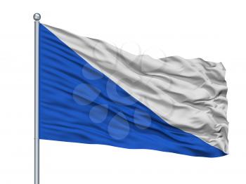 Leuze En Hainaut City Flag On Flagpole, Country Belgium, Isolated On White Background, 3D Rendering