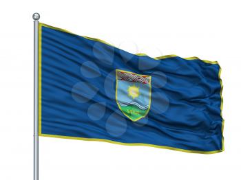 Zepce City Flag On Flagpole, Country Bosnia Herzegovina, Isolated On White Background, 3D Rendering