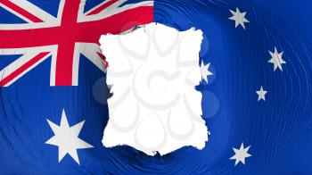 Square hole in the Australia flag, white background, 3d rendering