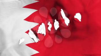 Bahrain flag perforated, bullet holes, white background, 3d rendering