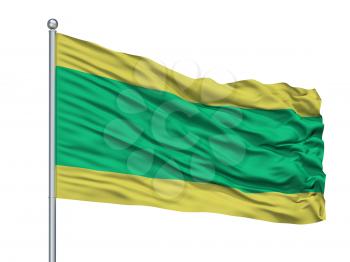 Voru City Flag On Flagpole, Country Estonia, Isolated On White Background