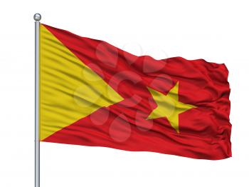 Tigray Region City Flag On Flagpole, Country Ethiopia, Isolated On White Background