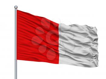 Cork City Flag On Flagpole, Country Ireland, Isolated On White Background