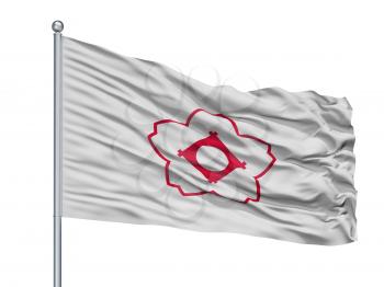 Kasugai City Flag On Flagpole, Country Japan, Aichi Prefecture, Isolated On White Background