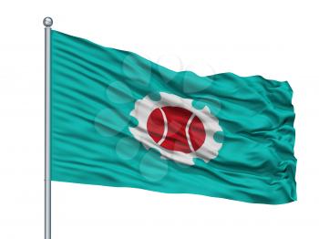 Ojiya City Flag On Flagpole, Country Japan, Niigata Prefecture, Isolated On White Background