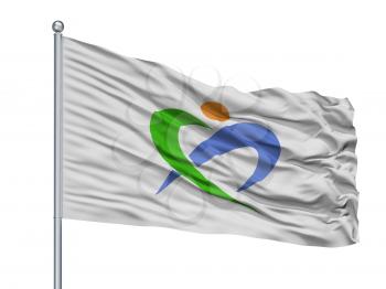 Yasu City Flag On Flagpole, Country Japan, Shiga Prefecture, Isolated On White Background