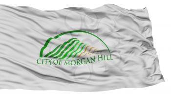 Isolated Morgan Hill City Flag, City of California State, Waving on White Background, High Resolution