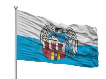 Suwalki City Flag On Flagpole, Country Poland, Isolated On White Background