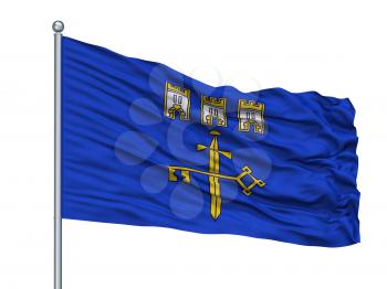 Odessa City Flag On Flagpole, Country Ukraine, Isolated On White Background