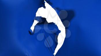 Damaged Deep blue color flag, white background, 3d rendering