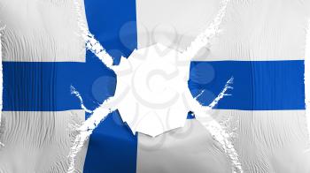 Finland flag with a hole, white background, 3d rendering