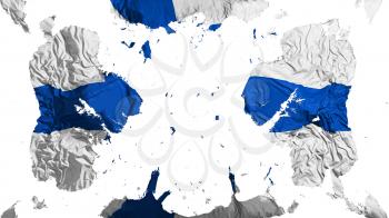 Scattered Finland flag, white background, 3d rendering