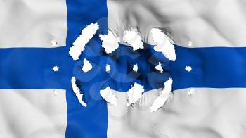 Finland flag with a small holes, white background, 3d rendering