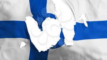 Ragged Finland flag, white background, 3d rendering