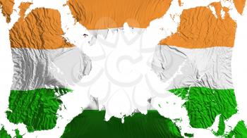 India torn flag fluttering in the wind, over white background, 3d rendering