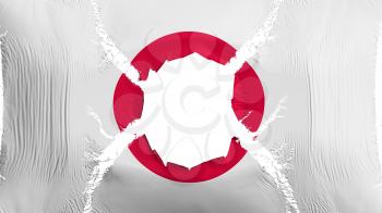 Japan flag with a hole, white background, 3d rendering