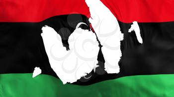 Ragged Libya flag, white background, 3d rendering