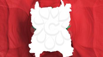 Ripped Morocco flying flag, over white background, 3d rendering