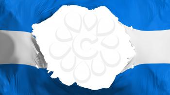 Broken Nicaragua flag, white background, 3d rendering