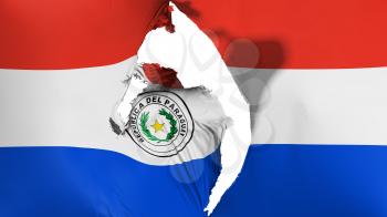 Damaged Paraguay flag, white background, 3d rendering