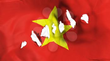 Vietnam flag perforated, bullet holes, white background, 3d rendering