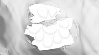 Tattered White color flag, white background, 3d rendering