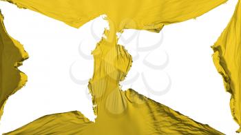 Destroyed Yellow color flag, white background, 3d rendering