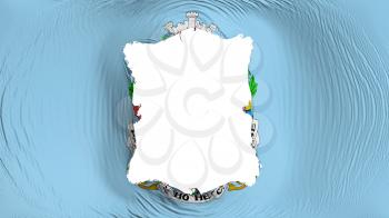 Square hole in the Sofia city, capital of Bulgaria flag, white background, 3d rendering