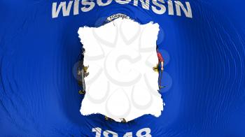Square hole in the Wisconsin state flag, white background, 3d rendering