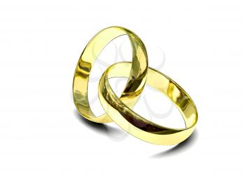 Royalty Free Clipart Image of Two Gold Rings