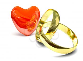 Royalty Free Clipart Image of Two Gold Rings