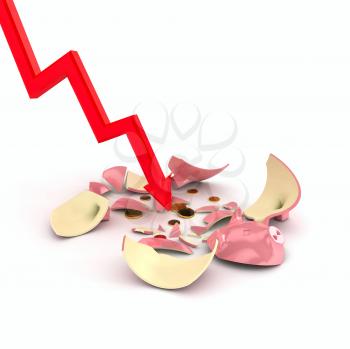 Royalty Free Clipart Image of a Broken Piggy Bank