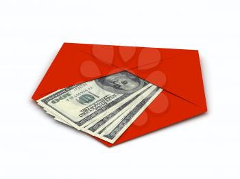 Royalty Free Clipart Image of Money in an Envelope