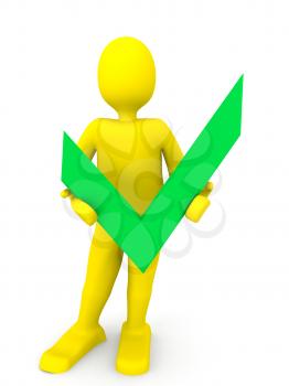 Royalty Free Clipart Image of a Person Beside a Checkmark