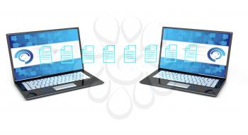 Royalty Free Clipart Image of Two Laptops