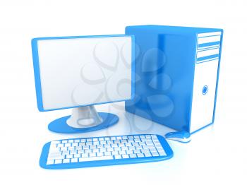 Royalty Free Clipart Image of a Computer and Keyboard