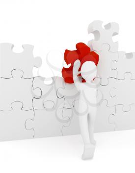 Royalty Free Clipart Image of a Person With a Puzzle