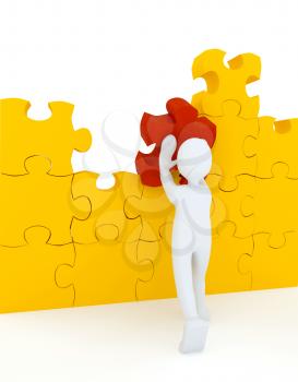 Royalty Free Clipart Image of a Person With a Puzzle