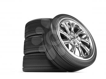 Royalty Free Clipart Image of a Stack of Tires