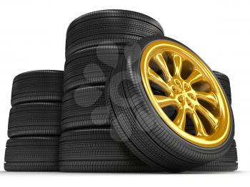 Royalty Free Clipart Image of a Stack of Tires