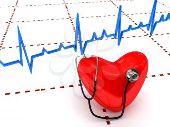 Royalty Free Clipart Image of a Stethoscope on a Heart