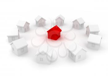 Royalty Free Clipart Image of a Group of Houses