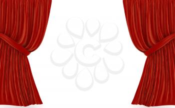 Royalty Free Clipart Image of Red Curtains