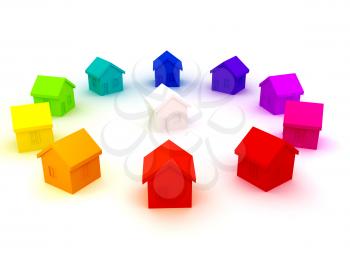 Royalty Free Clipart Image of a Group of Houses