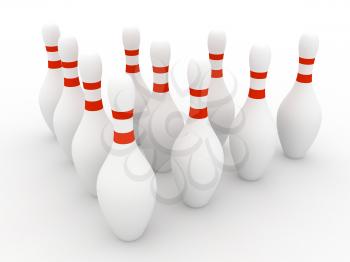 Royalty Free Clipart Image of Bowling Pins