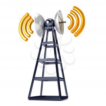 Royalty Free Clipart Image of a Communications Tower