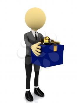 Royalty Free Clipart Image of a Person Holding a Present