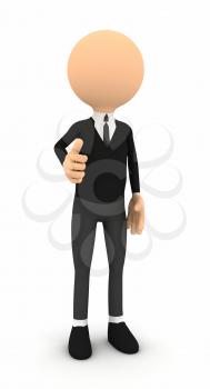 3d render businessman showing thumbs on white background. computer generated