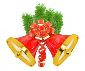 christmas bells with christmas tree decorations